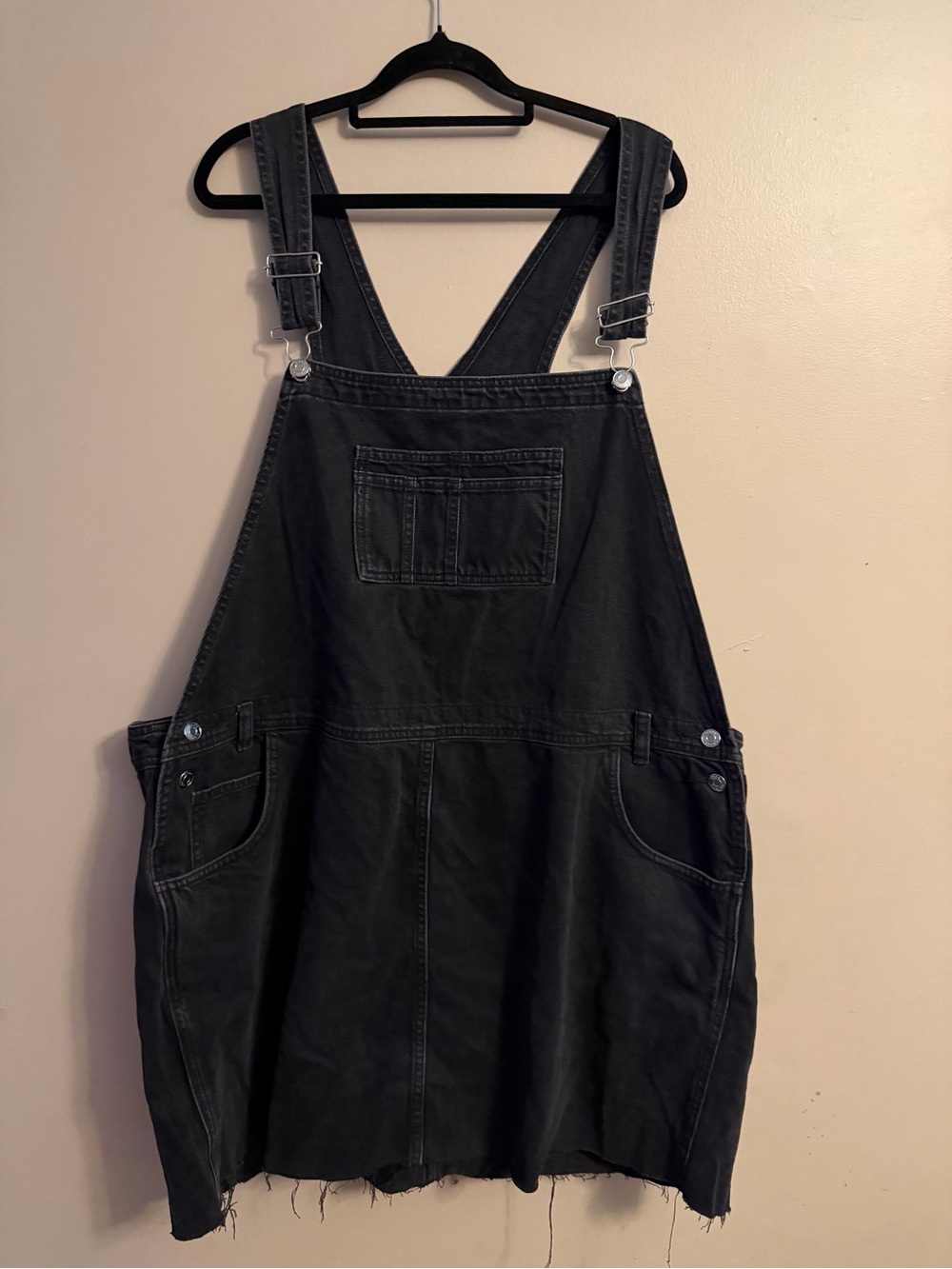 ASOS Black Denim Pinafore Mini Dress